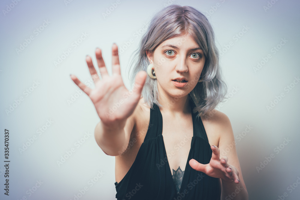 Fototapeta premium The woman is afraid of fear