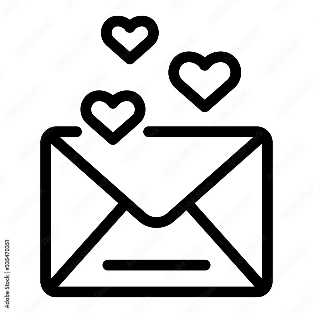 Love envelope icon. Outline love envelope vector icon for web design isolated on white background Love envelope icon. Outline love envelope vector icon for web design isolated on white background