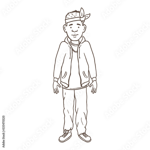 Vector Outline Character - Afroamerican Man in Hip-Hop Outfit