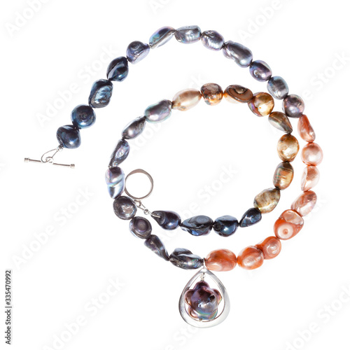 Wallpaper Mural coiled necklace from pearls with pendant isolated Torontodigital.ca