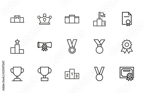 Award line icons set.