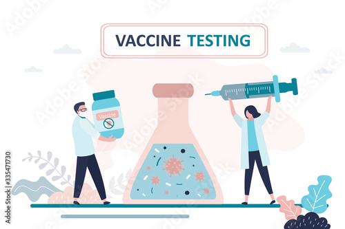 Virus vaccine development. Medical worker research and test new coronavirus vaccine.