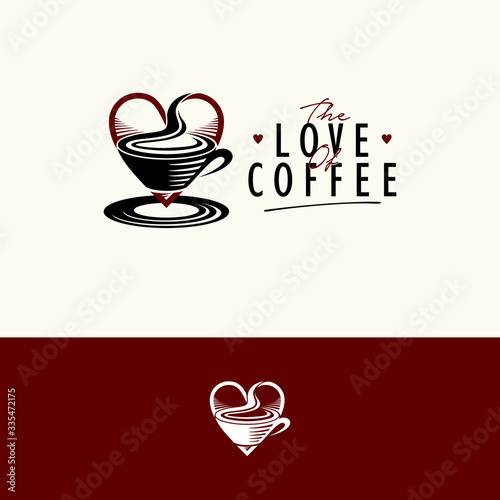 Heart Shape Coffee Cafe Logo