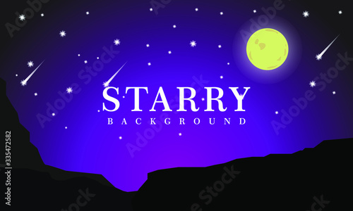 night background, stars and moon vector