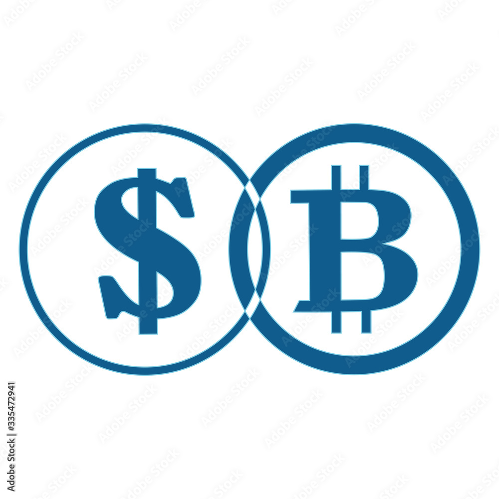 Linear drawing of bitcoin. Exchange of bitcoin to the dollar. Digital Finance. Isolated, white. Illustration Linear drawing of bitcoin. Exchange of bitcoin to the dollar. Digital Finance. Isolated, white. Illustration