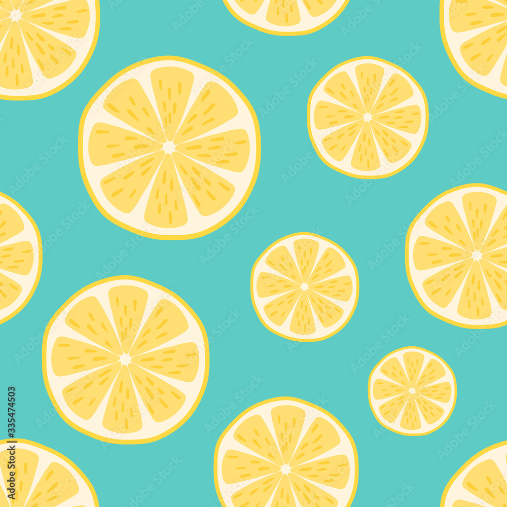Fototapeta premium Seamless pattern of fresh lemon