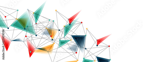 Line points connections, triangular technology design. Abstract geometric background