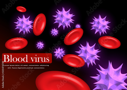 Vector of Coronavirus 2019-nCoV and Virus background with disease cells and red blood cell.COVID-19 Corona virus outbreaking and Pandemic medical health risk concept.Vector 