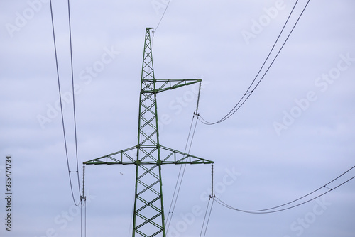 Electricity pylons. High voltage. Steel construction. photo