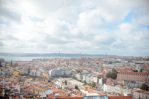Portugal panoramic view of Lisbon city on a sunny day
