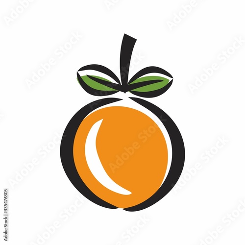 Orange fruit logo. Fresh lemon fruits on summer season. Summer fruit