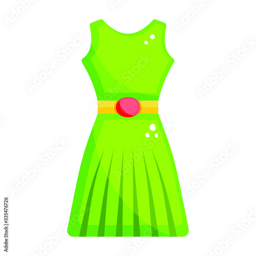 Flat icon of sleeveless frock, ladies fashionwear 