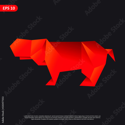 Geometric Animal design vector, combined red and little bit orange color in black background. change able color and work well in both dark and light background