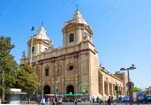 Santiago, Chile, Santo Domingo Church.
 Santo Domingo Church is located near the main square of the city. The facade is decorated with beautiful openwork stone carvings. It is built in neoclassical st