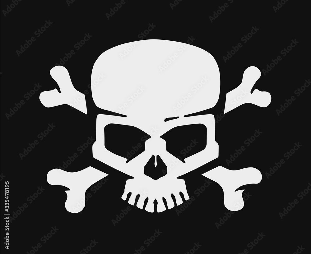 Skull and bones. Jolly roger pirate vector flag.