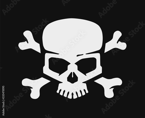 Skull and bones. Jolly roger pirate vector flag.