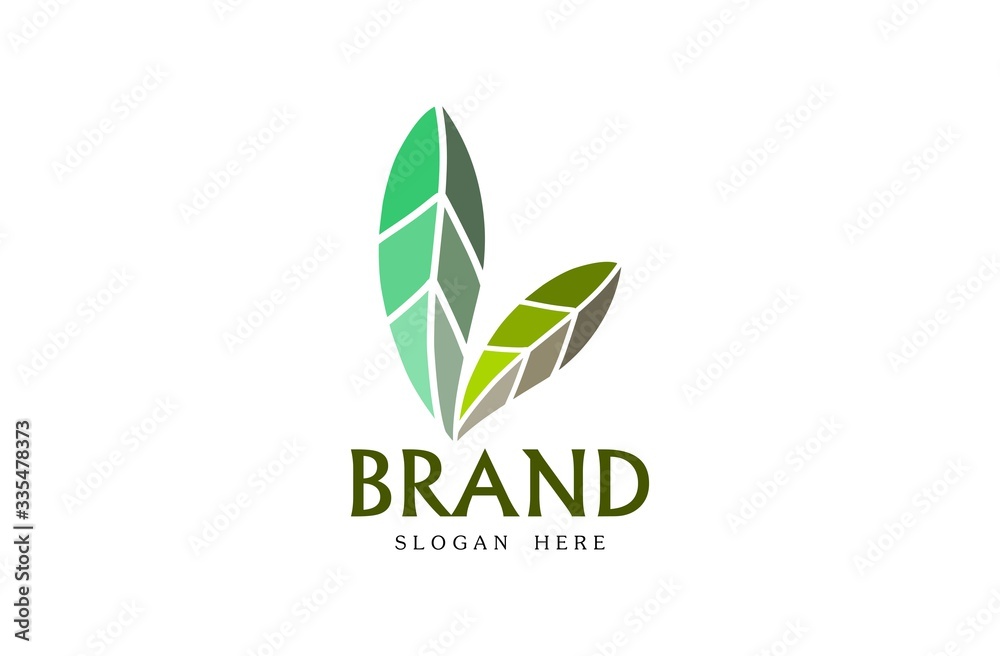 Tropical Plant logo, free hand vector leaf, leaf with frame and brand Tropical Plant logo, free hand vector leaf, leaf with frame and brand