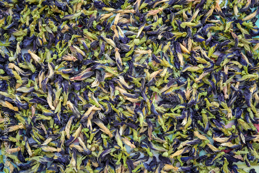 Texture, Dried butterfly pea flowers background Texture, Dried butterfly pea flowers background