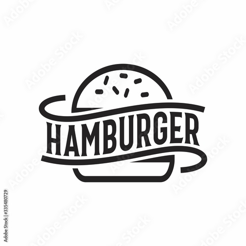 Vintage Retro Burger logo design. Hamburger vector illustration.