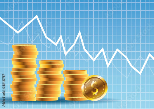 oil price market with pile coins money