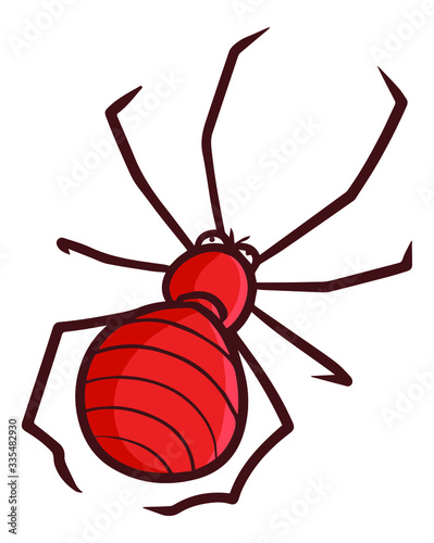 Funny and scary little red spider