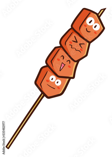 Cute and funny satay character in many expression