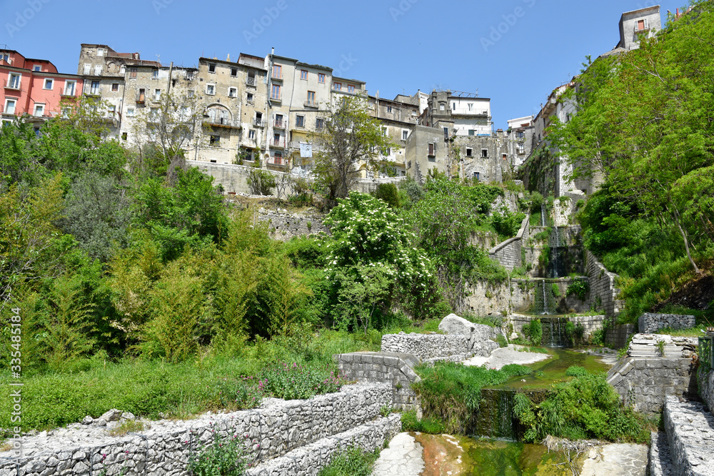 Panoramic view of a medieval village in the province of Benevento, Italy