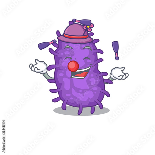 An attractive bacteria bacilli cartoon design style playing juggling