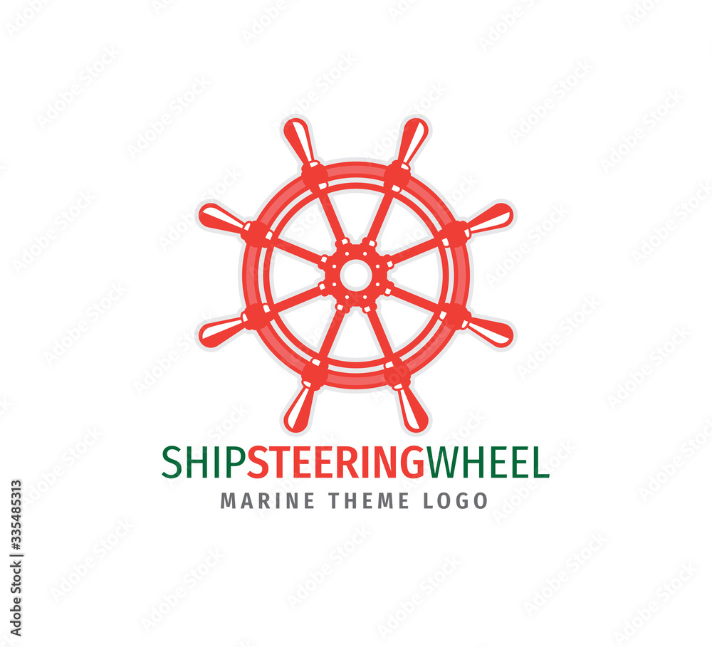 ship steering wheel nautical maritime sail boat theme vector logo design