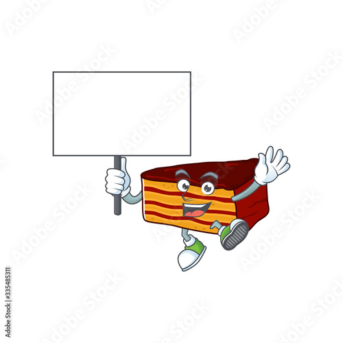 Sweet dobos torte cartoon character rise up a board