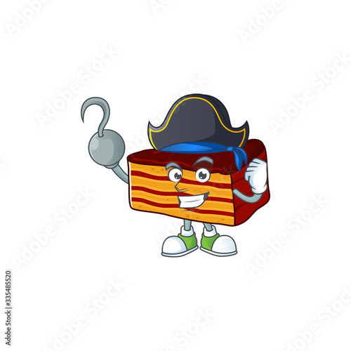 Cool pirate of dobos torte cartoon design style with one hook hand