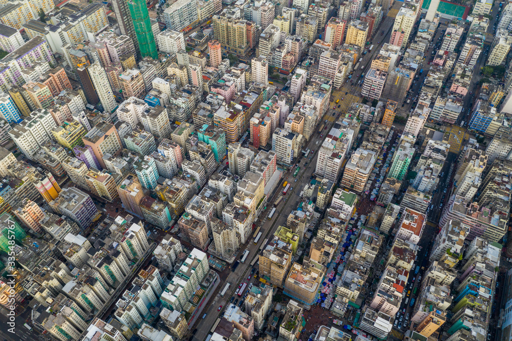 Fototapeta premium Top view of Hong Kong city