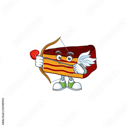 Charming picture of dobos torte Cupid mascot design concept with arrow and wings