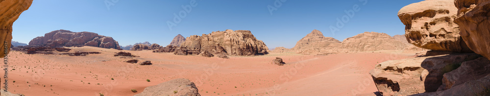 Wadi Rum desert and rock formations, Jordan Wadi Rum desert and rock formations, Jordan