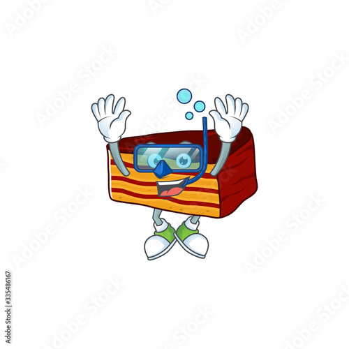Mascot design concept of dobos torte wearing Diving glasses