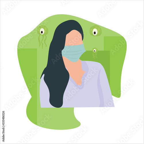 Flat Vector Illustration Background Concept Style Isolated Corona Virus.