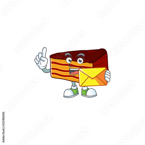 Cute face dobos torte mascot design bring brown envelope