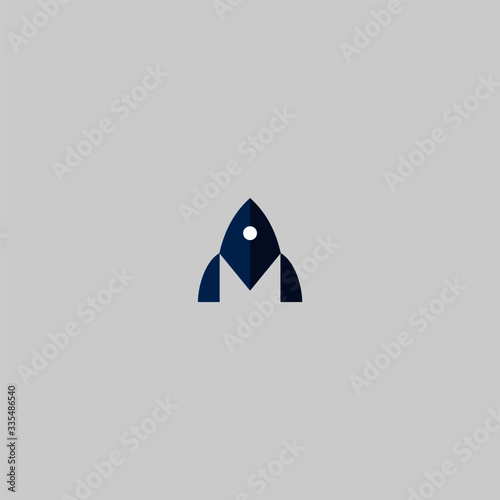 rocket logo initial M letter design