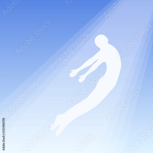 The soul flies to heaven, ghost of a man taken up into heaven. Soul ascension in heavenly light, Consciousness and body human faith and person. Afterlife, meditation and dream vector concept