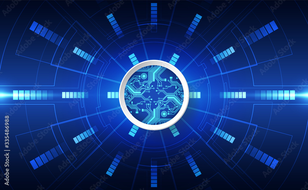 Vector Abstract futuristic circuit board global system, Illustration high digital technology blue color concept