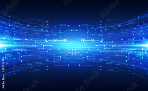 Abstract vector futuristic blue connection high digital technology concept. background illustration