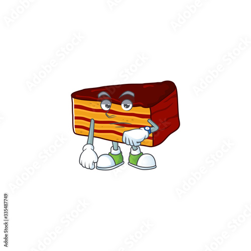 Dobos torte with waiting gesture cartoon mascot design concept
