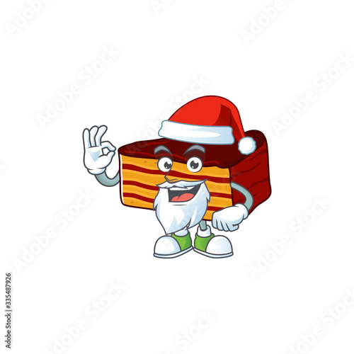 Friendly dobos torte Santa cartoon character design with ok finger