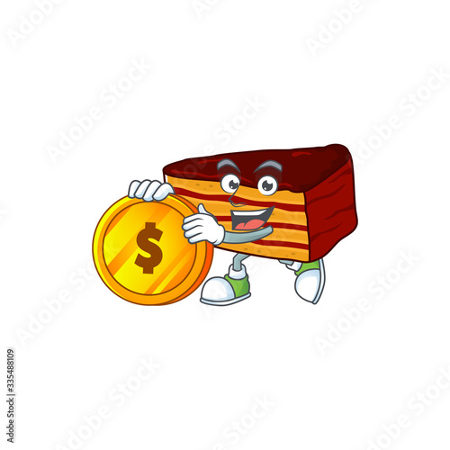 Dobos torte rich cartoon character have big gold coin