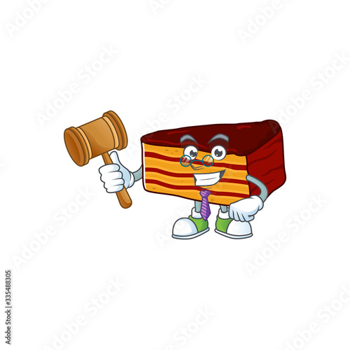 Charismatic Judge dobos torte cartoon character design with glasses