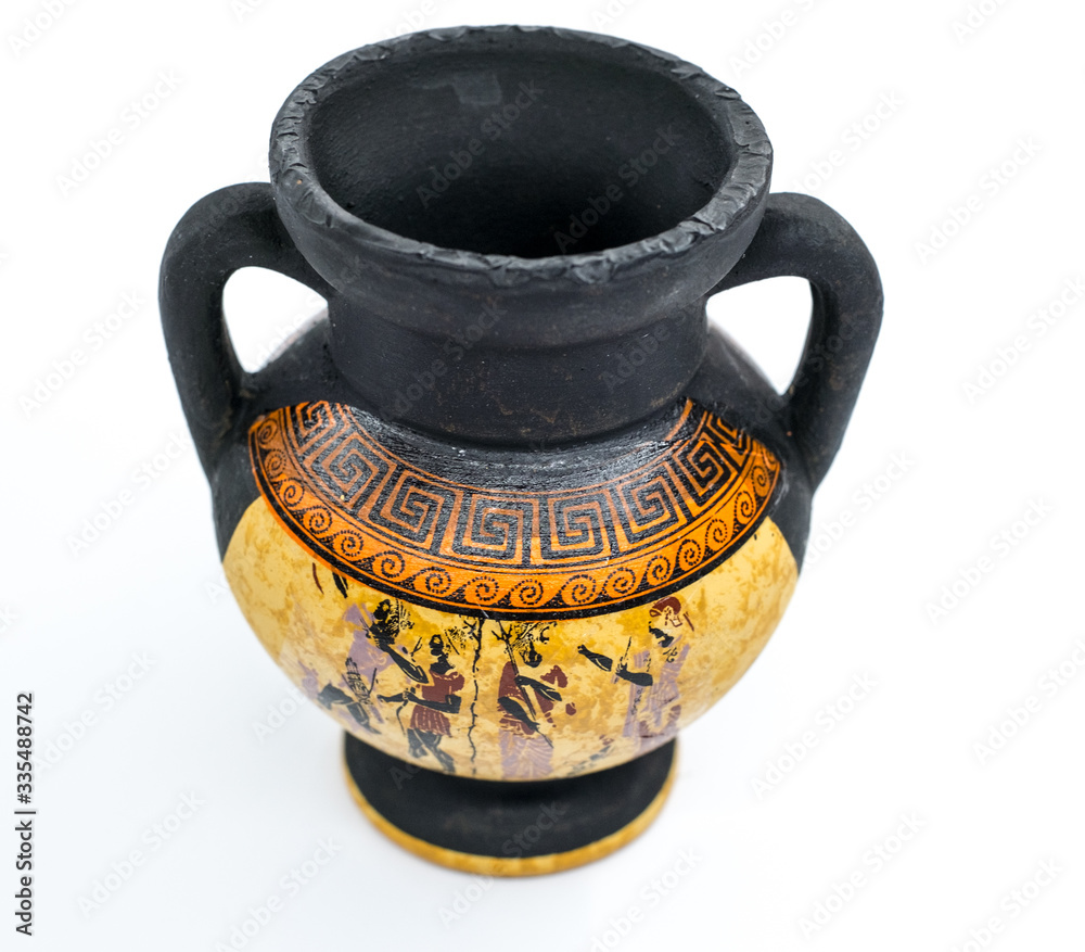 souvenir cup from Greece on white background
