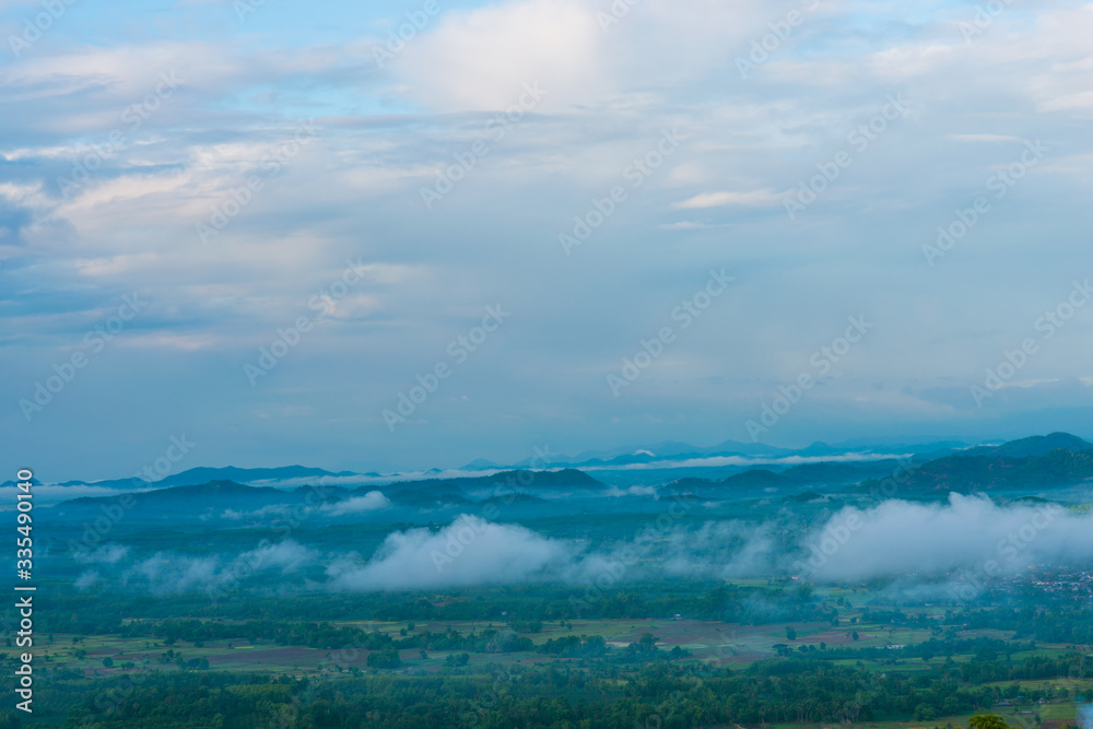 Landscape mountain sunrise blue sky with cloud