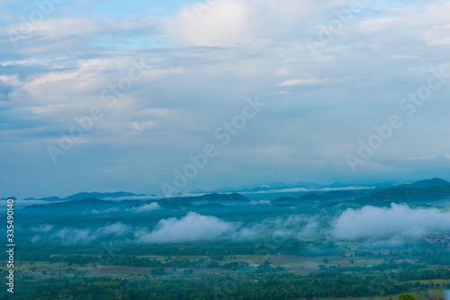 Fototapeta Naklejka Na Ścianę i Meble -  Landscape mountain sunrise blue sky with cloud