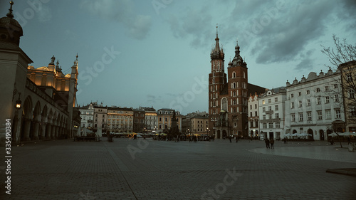 Rynek (Main Square) in Krakow During Quarantine COVID-19