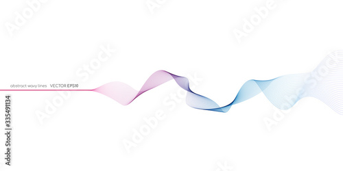 Vector wave lines flowing dynamic colorful blue pink isolated on white background for concept of AI technology, digital, communication, science, music